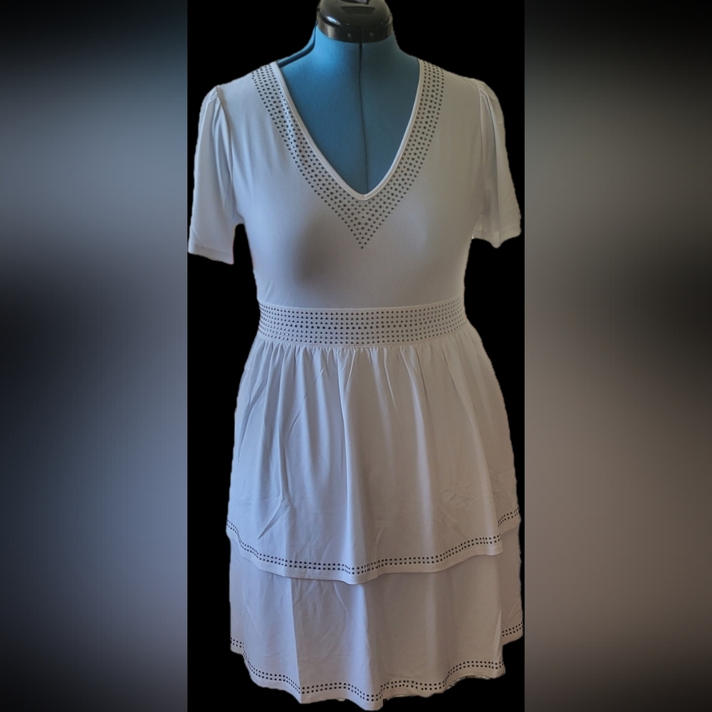 Belldini White 2 Tiered Studded Dress